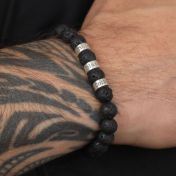 Bracelet Pierre de Lave avec Prénoms pour Homme