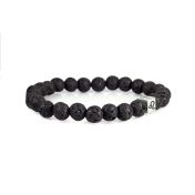 Zodiac Black Lava Stone Men Bracelet - Sterling Silver