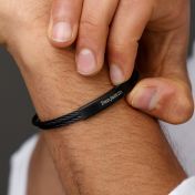 Dark Engraved Cable Cuff for Men - Stainless Steel
