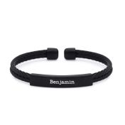 Dark Engraved Cable Cuff for Men - Stainless Steel