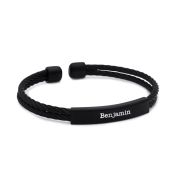 Dark Engraved Cable Cuff for Men - Stainless Steel