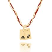 Mirella Sternzeichen Kette – Rote Kordel [750er Gold Vermeil]