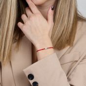 A Mother's Love Diamond Bracelet - Red String [Black & White Diamonds / 14 Karat Gold] - 1 Large Black Diamond + 4 Small White Diamonds