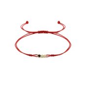 A Mother's Love Diamond Bracelet - Red String [Black & White Diamonds / 14 Karat Gold] - 1 Large Black Diamond + 4 Small White Diamonds