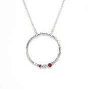 Collana Amore Materno con Pietra di Nascita [Argento 925 - Martellato]