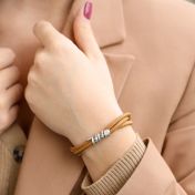 Familienkreis Armband mit Gravur für Damen - Sterlingsilber [Senffarbenes Wildleder]