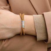 Familienkreis Armband mit Gravur für Damen - Sterlingsilber [Senffarbenes Wildleder]