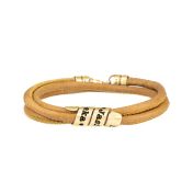 Bracelet Famille avec Prénoms pour Femme - Plaqué Or 18ct [Daim Moutarde]