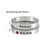 Stapelringe mit Namen und Geburtssteinen [Sterlingsilber]