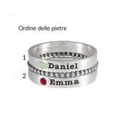 Anelli Impilabili con Nome e Pietra di Nascita [Argento 925]
