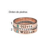 Anillos Personalizados Apilados con Piedra de Nacimiento [Bañado en Oro Rosa de 18K]