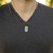 Collana Targhetta Classica Multi Incisioni - Argento 925