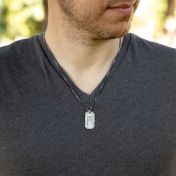 Collana Targhetta Classica Multi Incisioni - Argento 925