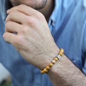Classic Natural Jasper Men Bracelet - Sterling Silver
