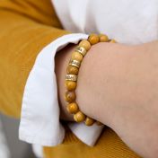 Bracciale da Donna con Nome in Diaspro Naturale [Placcato Oro 18K]