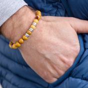 Bracelet Jaspe Naturel avec Prénoms pour Homme