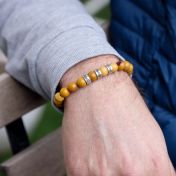 Bracelet Jaspe Naturel avec Prénoms pour Homme