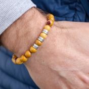 Bracelet Jaspe Naturel avec Prénoms pour Homme