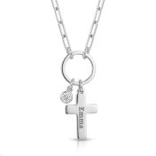 Crystal Cross Name Necklace [Silver]