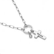 Crystal Cross Name Necklace [Silver]