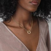 Collier Anna à Double Couche avec Cristaux [Plaqué Or 18ct]