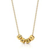 Collier Cube avec Initiales - Plaqué Or 18ct