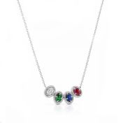 Talisa Stars Oval Birthstone Necklace [Silver]