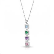 Dazzling Square Birthstone Necklace [Silver]