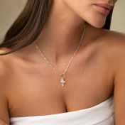 Crystal Cross Name Necklace [Silver]