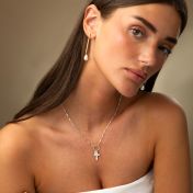 Crystal Cross Name Necklace [Silver]
