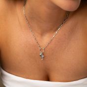 Crystal Cross Name Necklace [Silver]
