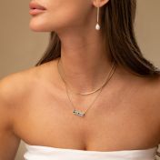 Talisa Stars Bar Birthstone Necklace [Silver]