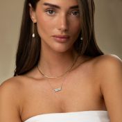 Talisa Stars Bar Birthstone Necklace [Silver]
