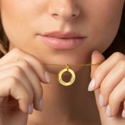 Family Circle Engraved Necklace [14 Karat Gold]