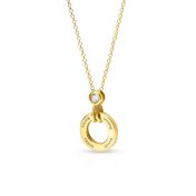 Collier Cercle de Famille Gravé avec Diamant - Vermeil 18ct