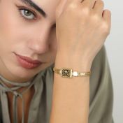Bracelet Silhouette Carte des Lieux Précieux avec Chaîne Tressée [Plaqué Or 18ct]