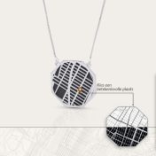 Schatten Plaats Silhouet Kaart Ketting [Sterling Zilver]