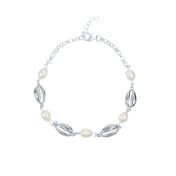 Oceaan Geest Parel Enkelbandje - 4 Schelpen [Sterling Zilver]