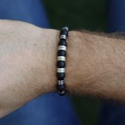 Pulsera de Ónix y Hematita con Nombre para Hombre - Plata de Ley