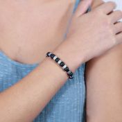 Bracciale con Nome in Onice ed Ematite Miste [Argento 925]