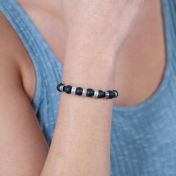Bracciale con Nome in Onice ed Ematite Miste [Argento 925]