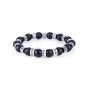 Pulsera de Ónix y Hematita con Nombre para Hombre - Plata de Ley