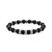 Namensarmband aus Onyx und Labradorit - Sterlingsilber