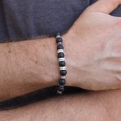Namensarmband aus Onyx und Labradorit - Sterlingsilber