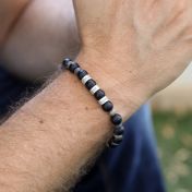 Namensarmband aus Onyx und Labradorit - Sterlingsilber