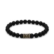 Kompass Herrenarmband aus schwarzem Onyx - Vintage Gelb