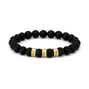 Black Onyx Women Name Bracelet with Diamonds [18K Gold Vermeil]