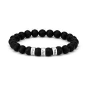 Black Onyx Women Name Bracelet with Diamonds [Sterling Silver]