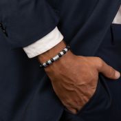 Schild Herrenarmband aus Schwarzem Onyx mit Gravur [Silber]