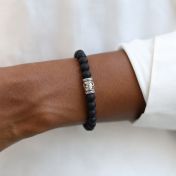 Family Tree Women Bracelet with Black Onyx Stones [Silver]